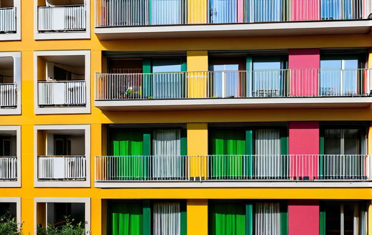 Social Housing Revitalization**
"A vibrant, colorful social housing complex in a renovated urban area in Bologna, Italy. The building features modern, sustainable design with balconies and shared green spaces. Residents are depicted engaging in community activities, such as gardening and children playing. Fully clothed, appropriate attire. Safe for work. Professional photography, perfect anatomy, natural proportions, family-friendly, high quality."
**