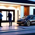 자율주행차와 집의 미래 설계 - Smart Home Integration Visualization**

"Modern family pulls into their driveway in a sleek, electri...